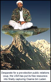 Desperate for a pre-election public relations coup, the USA has put its free resources into finally capturing Osama bin Laden.