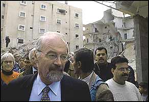 Peter Hansen, head of UNRWA, has condemned Israel's demolitions as 'hugely disproportionate' compared to any possible threat from Palestinians.