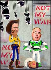 John Howard is playing with the big boys now, but does he realise that he?s the toy? Image courtesy of Daviesart.com