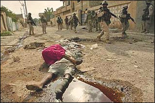 As the blood of the people of Fallujah mingles with the ground underneath, the question remains: 'Which is more valuable to the USA?' As the blood of the people of Fallujah mingles with the ground underneath, the question remains: 'Which is more valuable to the USA?'